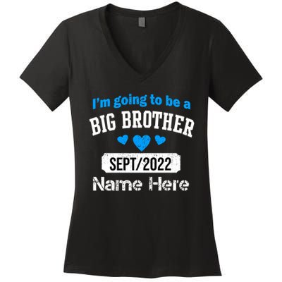 Personalize Big Brother Custom Date And Name Women's V-Neck T-Shirt