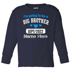 Personalize Big Brother Custom Date And Name Toddler Long Sleeve Shirt