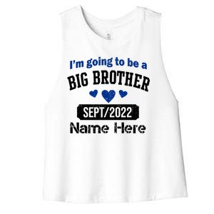 Personalize Big Brother Custom Date And Name Women's Racerback Cropped Tank