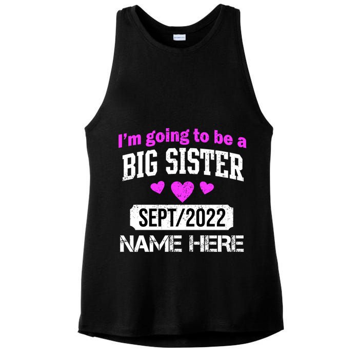 Personalize Big Sister Est Custom Year And Name  Ladies PosiCharge Tri-Blend Wicking Tank