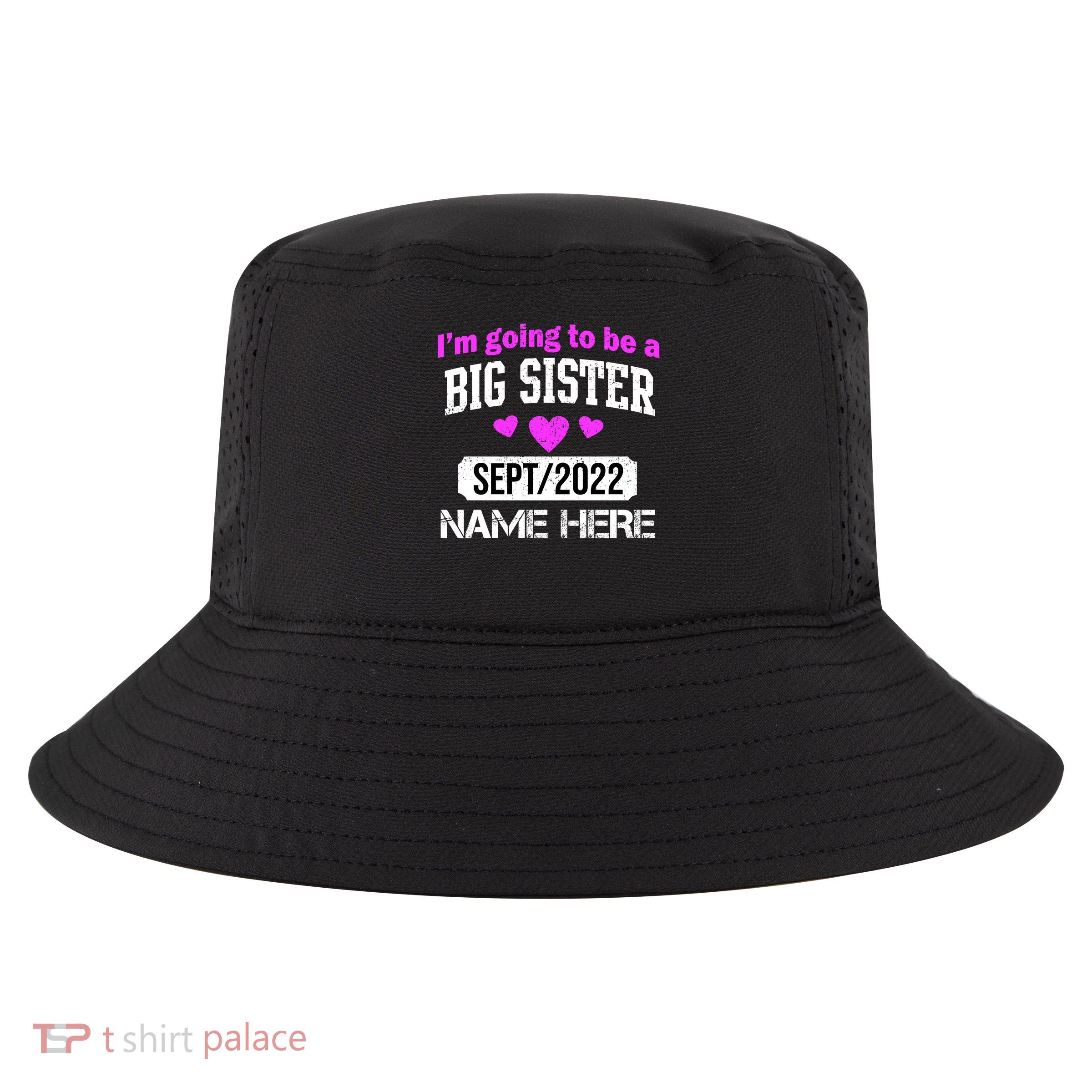 Personalize Big Sister Est Custom Year And Name  Cool Comfort Performance Bucket Hat