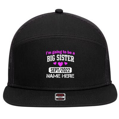 Personalize Big Sister Est Custom Year And Name  7 Panel Mesh Trucker Snapback Hat