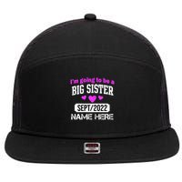 Personalize Big Sister Est Custom Year And Name  7 Panel Mesh Trucker Snapback Hat