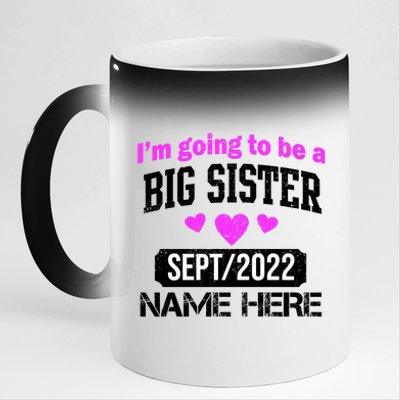 Personalize Big Sister Est Custom Year And Name  11oz Black Color Changing Mug