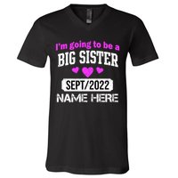Personalize Big Sister Est Custom Year And Name  V-Neck T-Shirt