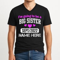 Personalize Big Sister Est Custom Year And Name  V-Neck T-Shirt