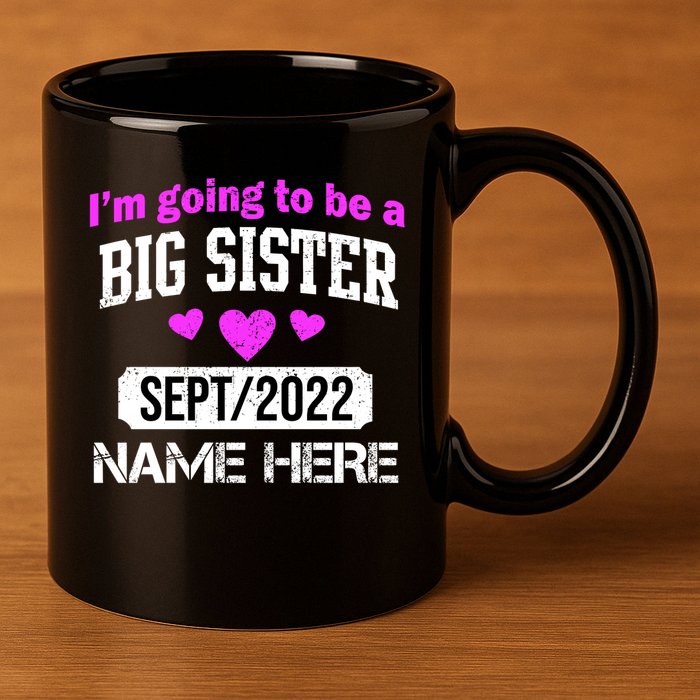 Personalize Big Sister Est Custom Year And Name  11oz C Handle Ceramic Mug