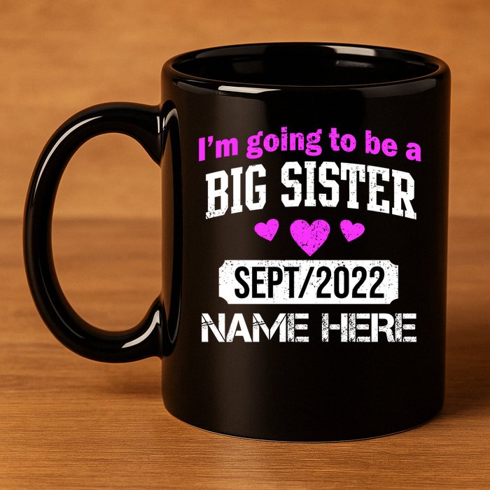 Personalize Big Sister Est Custom Year And Name  11oz C Handle Ceramic Mug