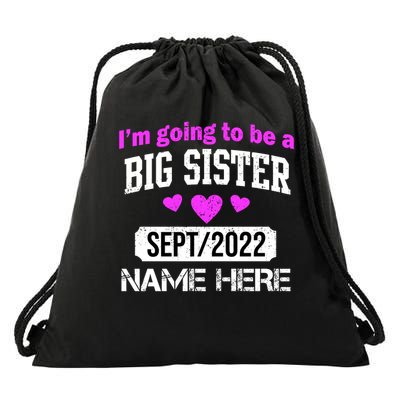 Personalize Big Sister Est Custom Year And Name  Drawstring Bag