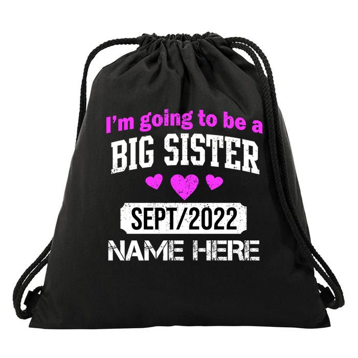 Personalize Big Sister Est Custom Year And Name  Drawstring Bag