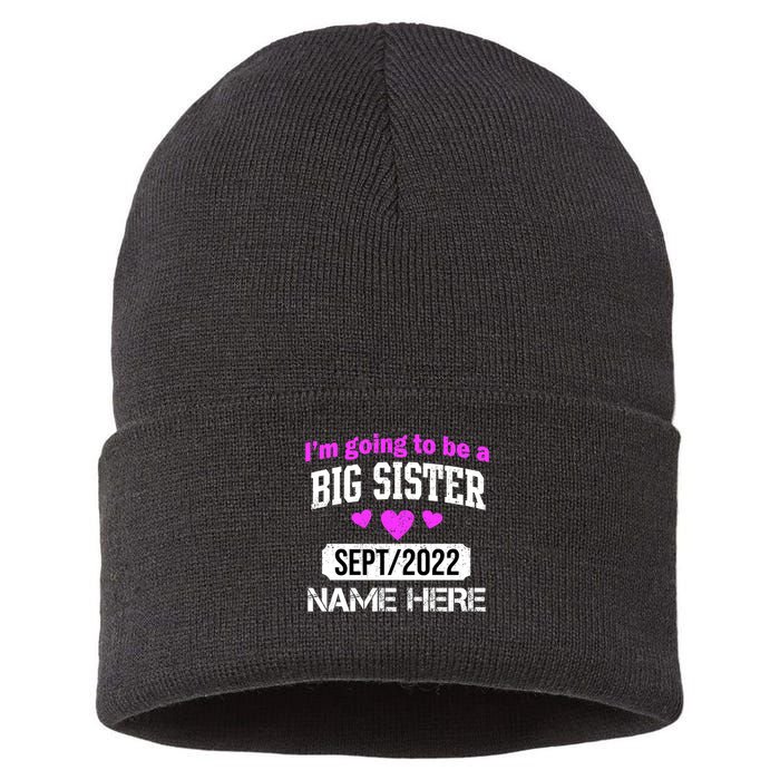 Personalize Big Sister Est Custom Year And Name  Sustainable Knit Beanie