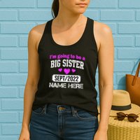 Personalize Big Sister Est Custom Year And Name  Womens Tank Top