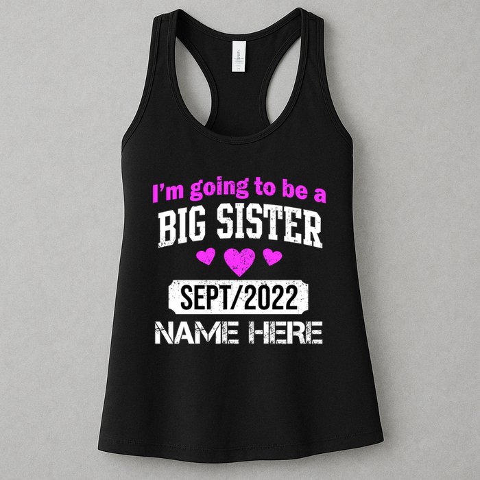 Personalize Big Sister Est Custom Year And Name  Womens Tank Top