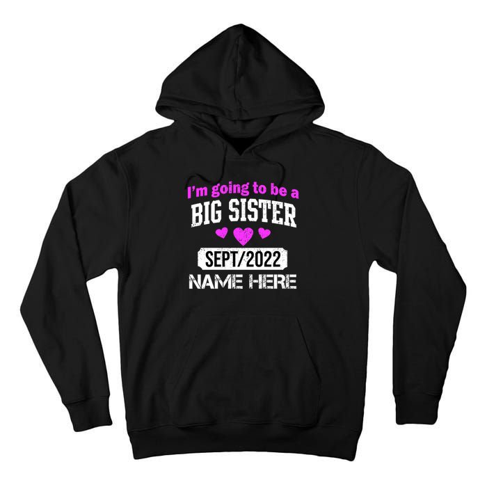 Personalize Big Sister Est Custom Year And Name  Tall Hoodie