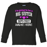 Personalize Big Sister Est Custom Year And Name  Toddler Long Sleeve Shirt