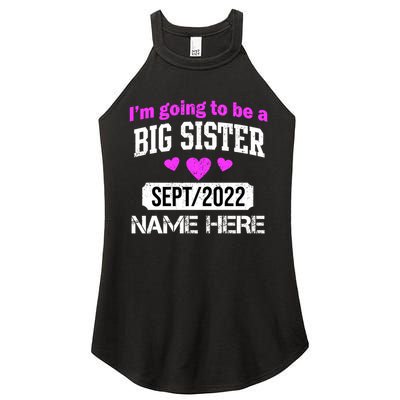 Personalize Big Sister Est Custom Year And Name  Women's Perfect Tri Rocker Tank