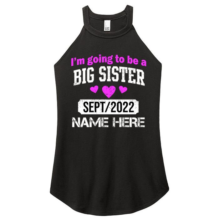 Personalize Big Sister Est Custom Year And Name  Women's Perfect Tri Rocker Tank