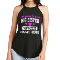 Personalize Big Sister Est Custom Year And Name  Women's Perfect Tri Rocker Tank