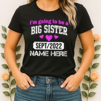 Personalize Big Sister Est Custom Year And Name  Womens T-Shirt
