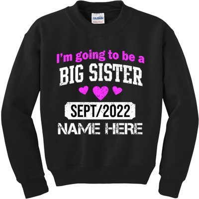 Personalize Big Sister Est Custom Year And Name  Kids Sweatshirt