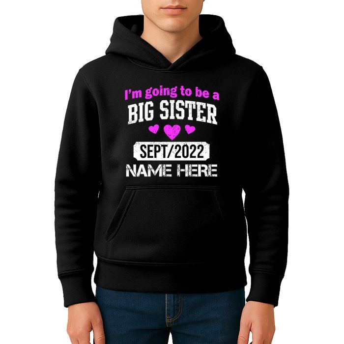 Personalize Big Sister Est Custom Year And Name  Kids Hoodie