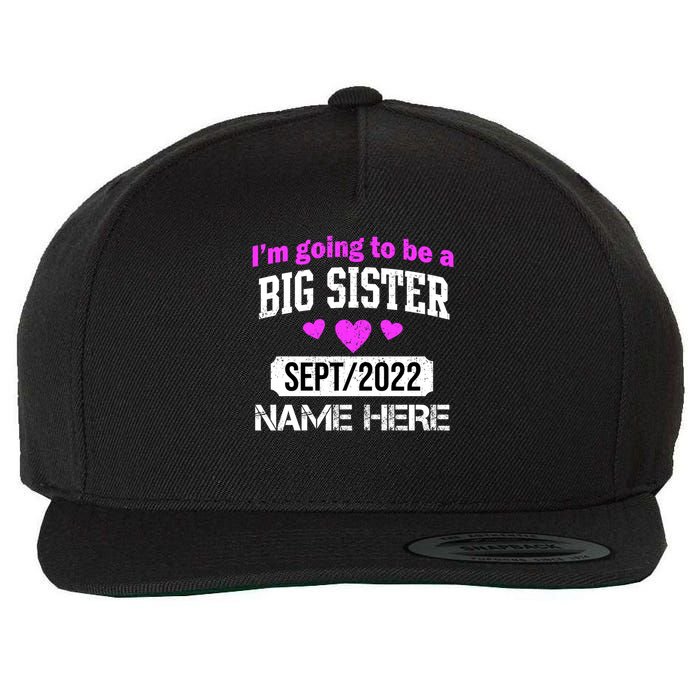 Personalize Big Sister Est Custom Year And Name  Wool Snapback Cap
