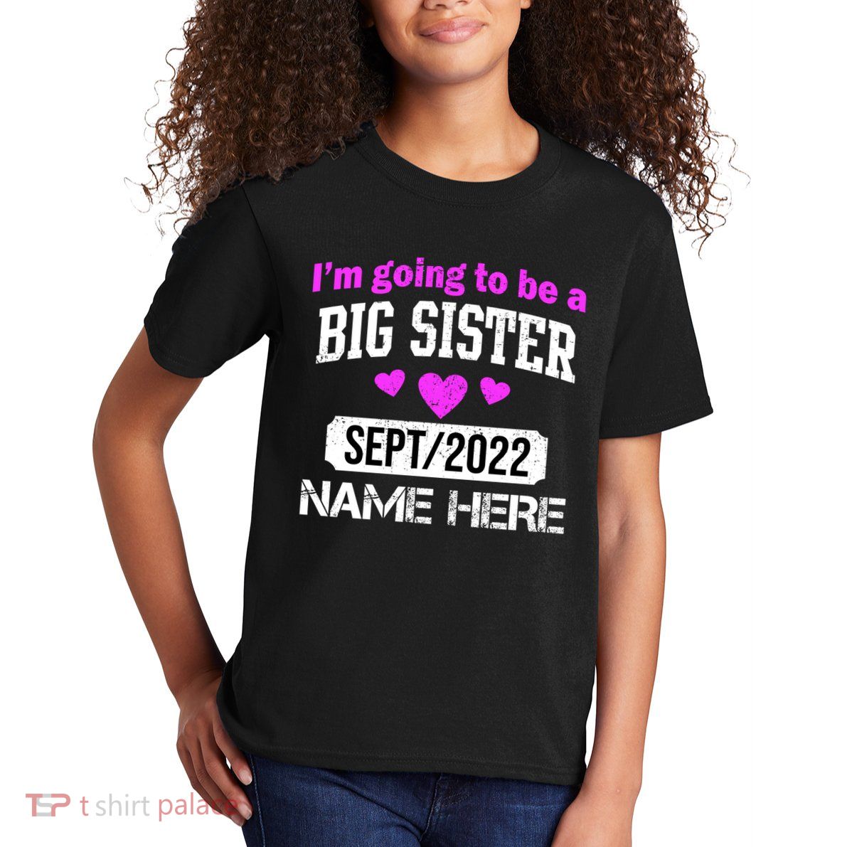 Personalize Big Sister Est Custom Year And Name  Kids T-Shirt