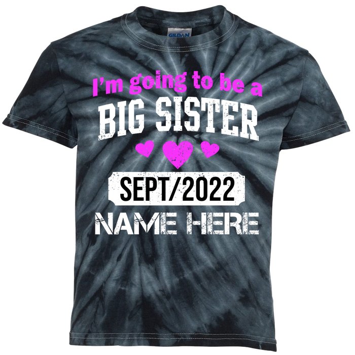 Personalize Big Sister Est Custom Year And Name  Kids Tie-Dye T-Shirt