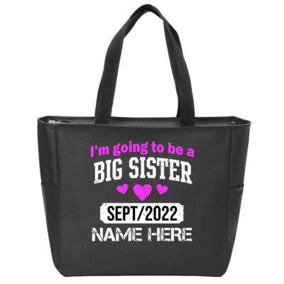 Personalize Big Sister Est Custom Year And Name  Zip Tote Bag