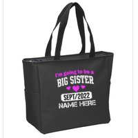 Personalize Big Sister Est Custom Year And Name  Zip Tote Bag