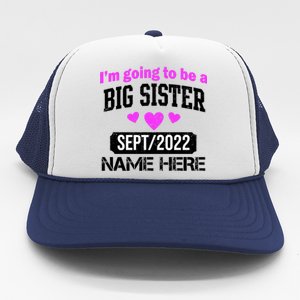 Personalize Big Sister Est Custom Year And Name  Trucker Hat