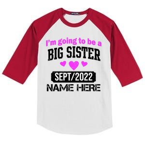 Personalize Big Sister Est Custom Year And Name  Kids Colorblock Raglan Jersey