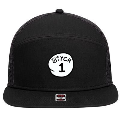 Personalize Bitch 1 2 3 4 5 Custom Number 7 Panel Mesh Trucker Snapback Hat