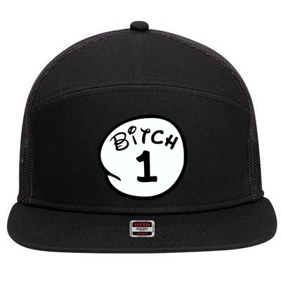 Personalize Bitch 1 2 3 4 5 Custom Number 7 Panel Mesh Trucker Snapback Hat