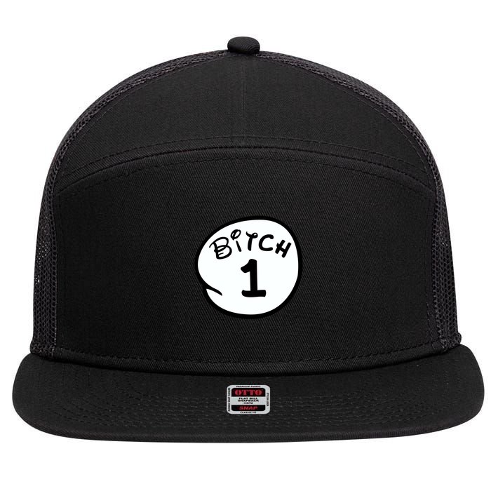Personalize Bitch 1 2 3 4 5 Custom Number 7 Panel Mesh Trucker Snapback Hat