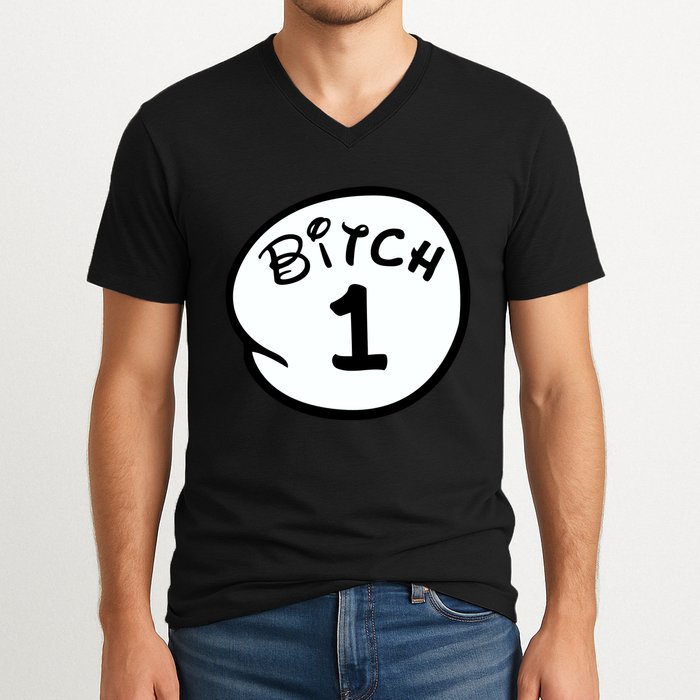 Personalize Bitch 1 2 3 4 5 Custom Number V-Neck T-Shirt