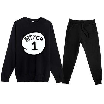 Personalize Bitch 1 2 3 4 5 Custom Number Premium Crewneck Sweatsuit Set