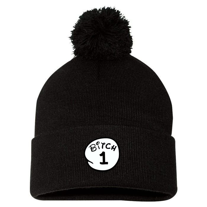 Personalize Bitch 1 2 3 4 5 Custom Number Pom Pom 12in Knit Beanie