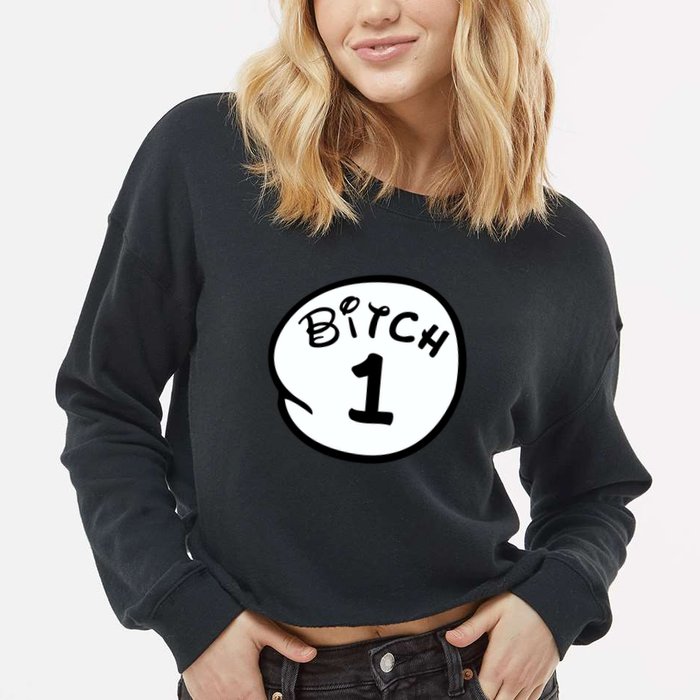 Personalize Bitch 1 2 3 4 5 Custom Number Cropped Pullover Crew