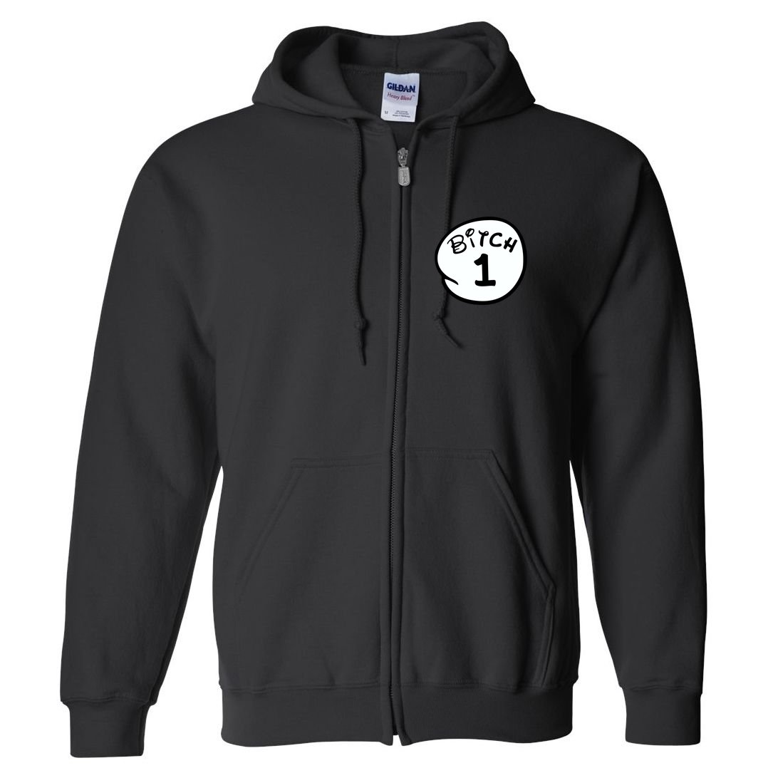 Personalize Bitch 1 2 3 4 5 Custom Number Full Zip Hoodie