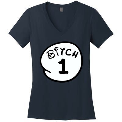 Personalize Bitch 1 2 3 4 5 Custom Number Women's V-Neck T-Shirt