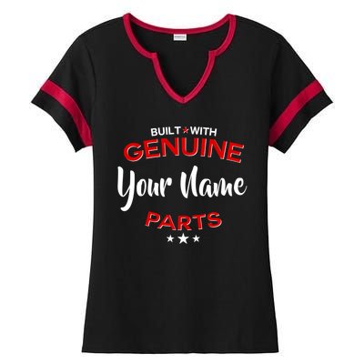 Personalize Built With Genuine Parts Custom Name Ladies Halftime Notch Neck Tee