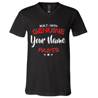 Personalize Built With Genuine Parts Custom Name V-Neck T-Shirt