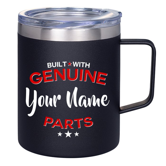 Personalize Built With Genuine Parts Custom Name 12oz Stainless Steel Coffee Mug