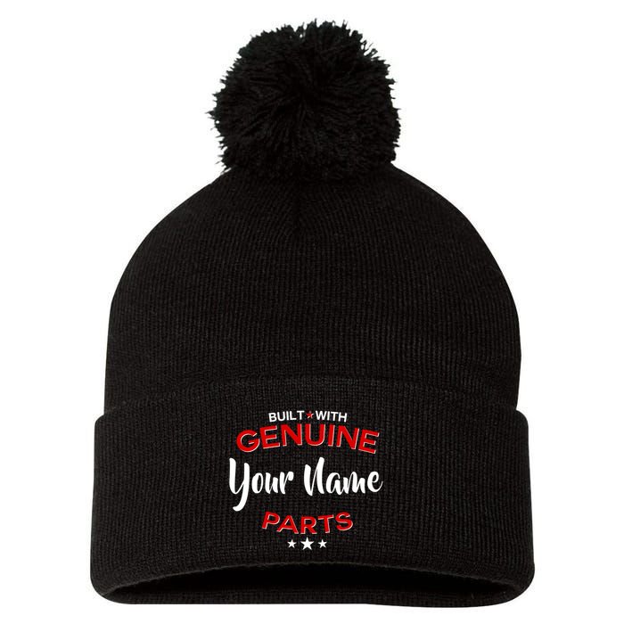 Personalize Built With Genuine Parts Custom Name Pom Pom 12in Knit Beanie