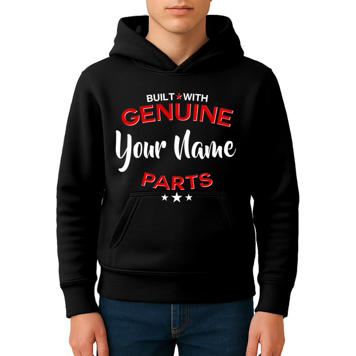 Personalize Built With Genuine Parts Custom Name Kids Hoodie