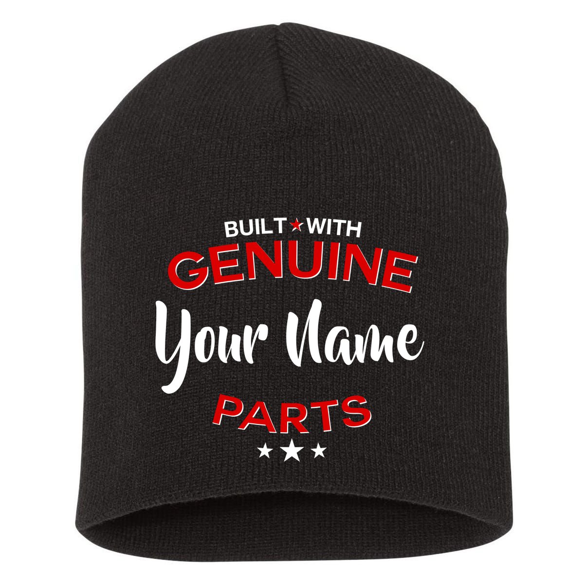 Personalize Built With Genuine Parts Custom Name Short Acrylic Beanie