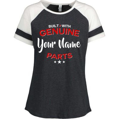 Personalize Built With Genuine Parts Custom Name Enza Ladies Jersey Colorblock Tee