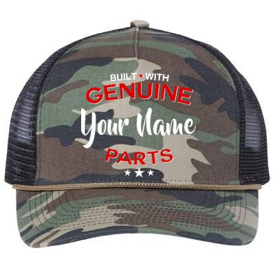 Personalize Built With Genuine Parts Custom Name Retro Rope Trucker Hat Cap