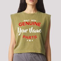 Personalize Built With Genuine Parts Custom Name Garment-Dyed Women's Muscle Tee